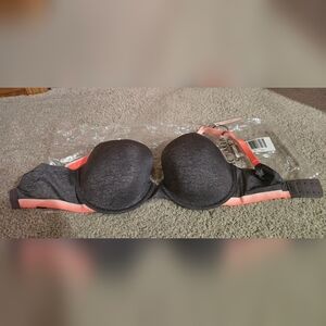 Victoria Secret Tshirt Demi Bra- NWT-Dark Gray w/ Orange Trim-32ddd